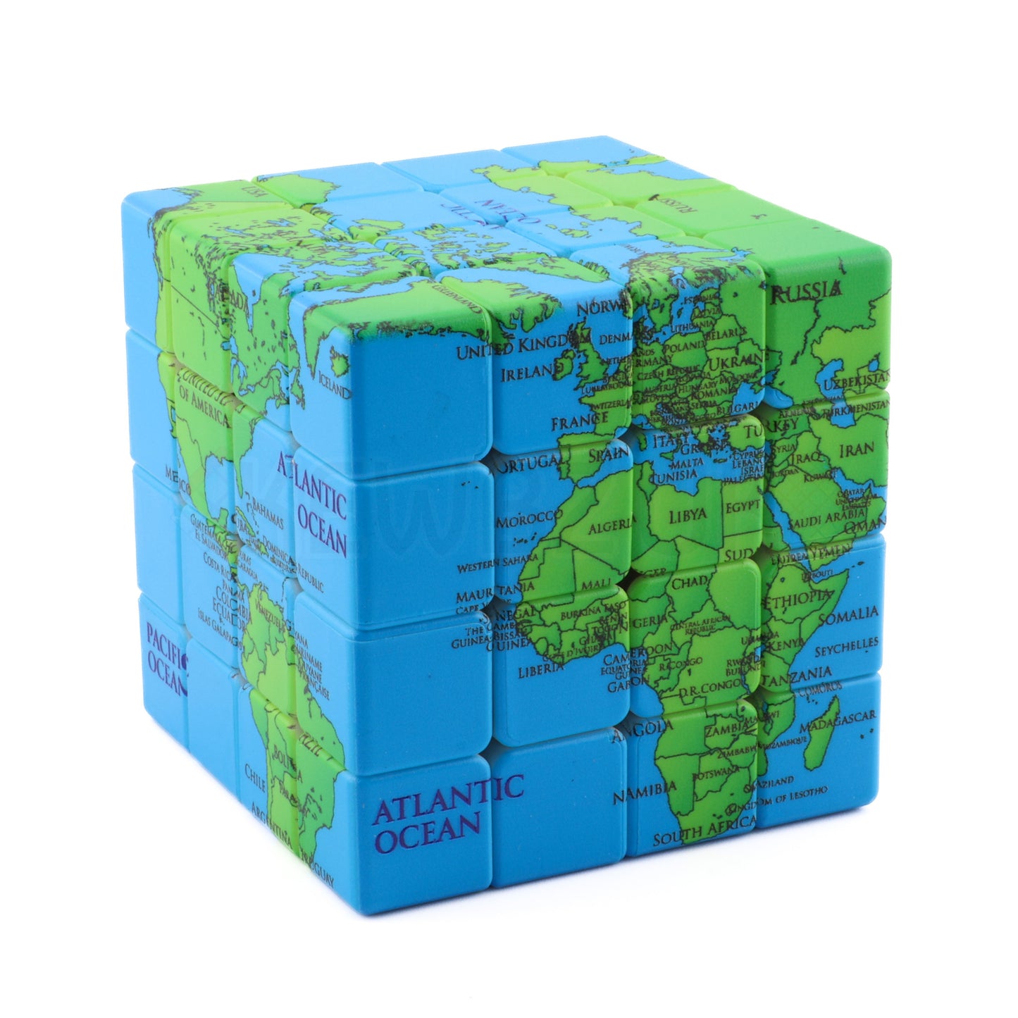 World Map 4x4 Cube (Borders)