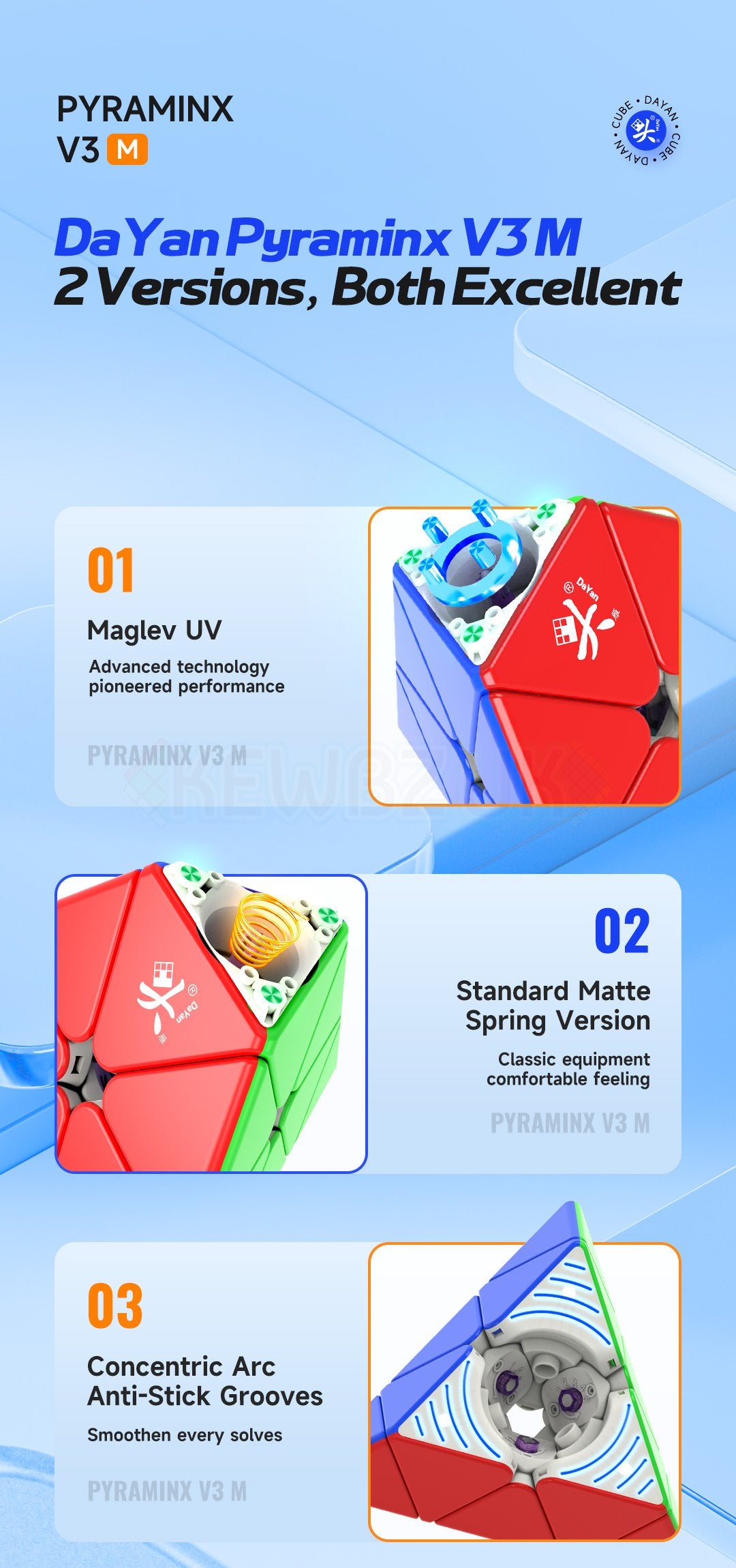 DaYan Pyraminx v3 (Magnetic, Maglev, UV, Ball-Core)
