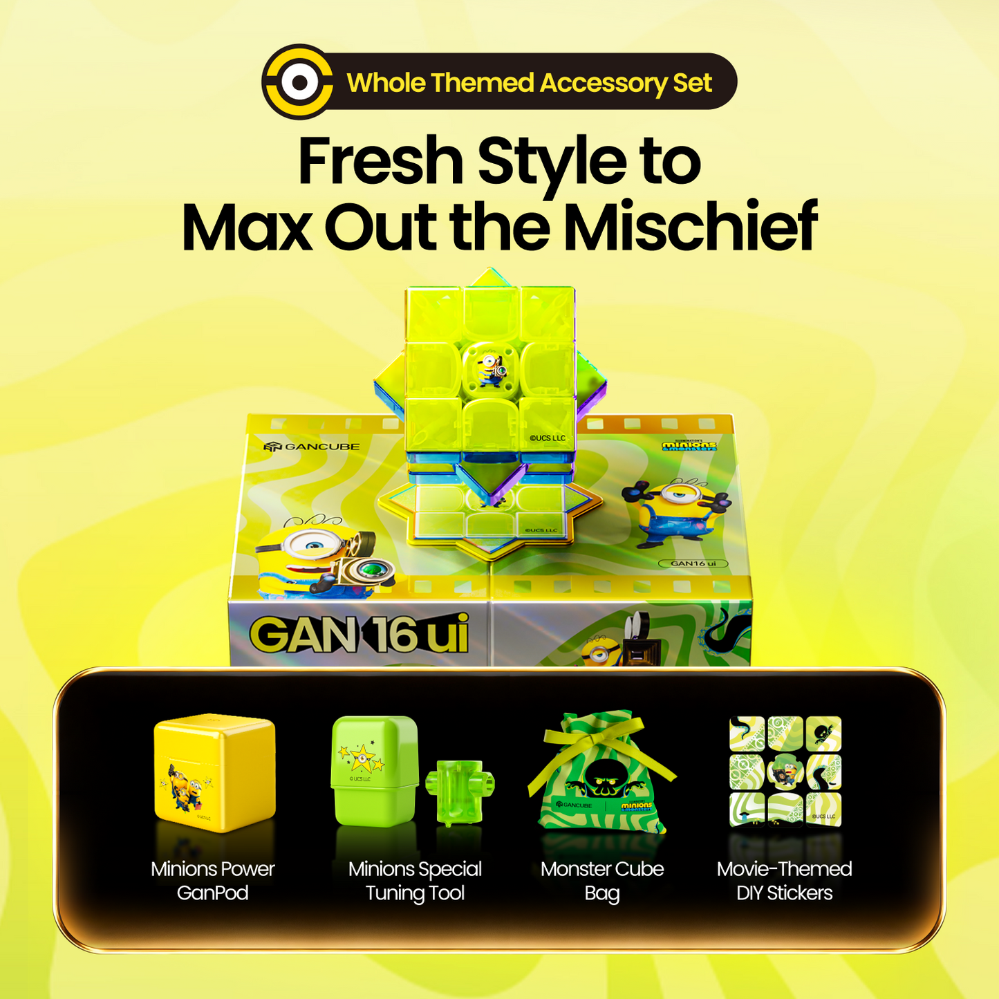GAN 16 UI Max Minions Edition (Magnetic, Maglev, UV, Ball-Core) 8