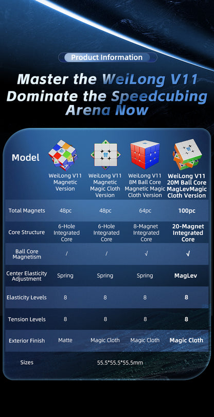 MoYu WeiLong V11 3x3 (20-Magnet, Maglev, UV, Ball-Core)