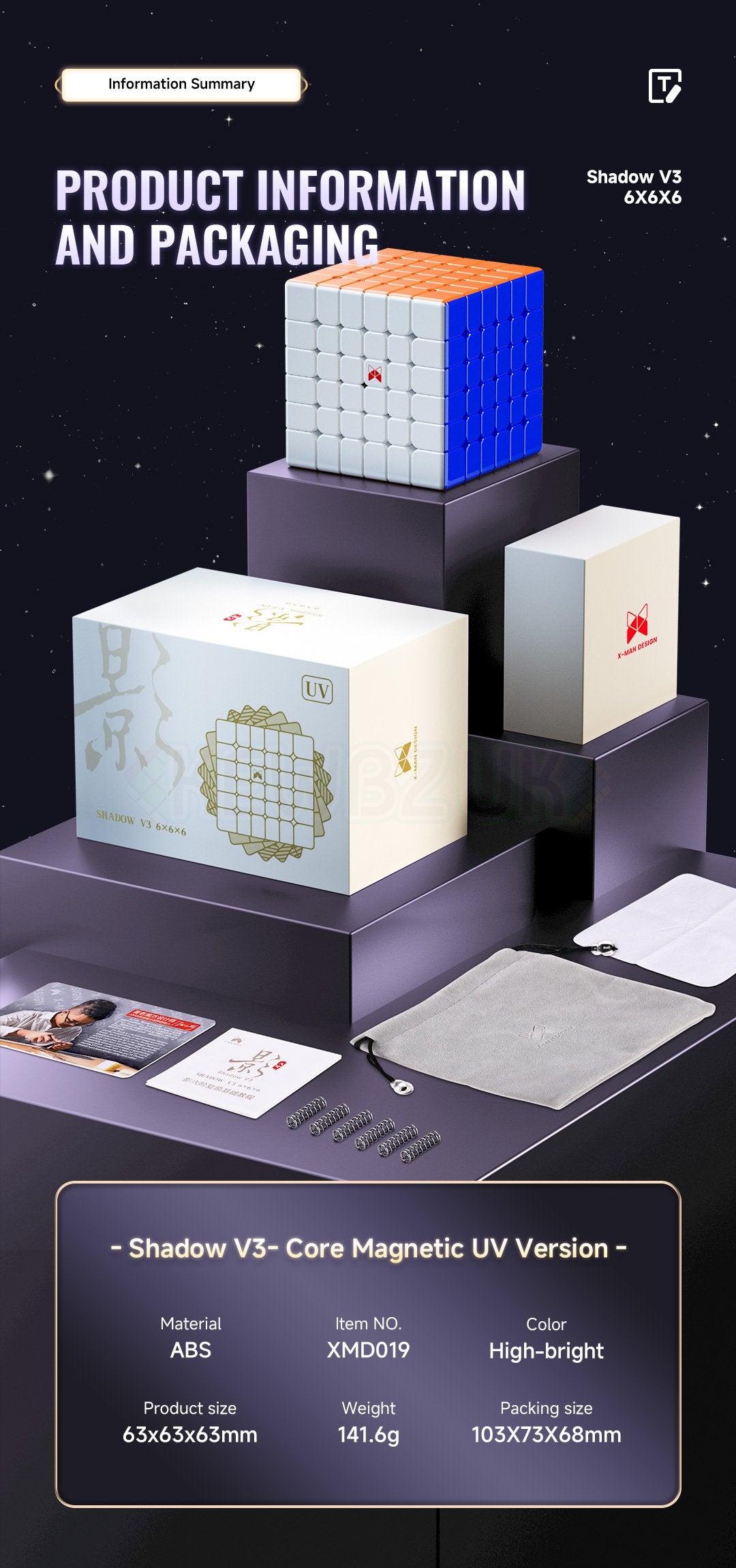 QiYi Shadow V3 6x6 (Magnetic, Ball-Core, UV)